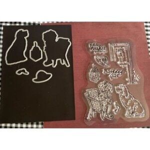 Dog-Themed Birthday Clear Cling Stamps & Coordinating Metal Die Set